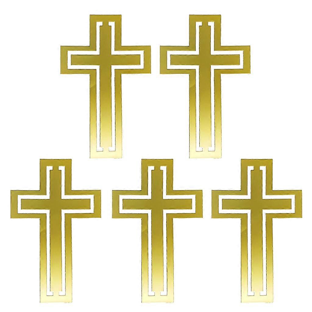 5 Sheets Cross Pattern Metal Sticker Phone Self Adhesive Decorative Label