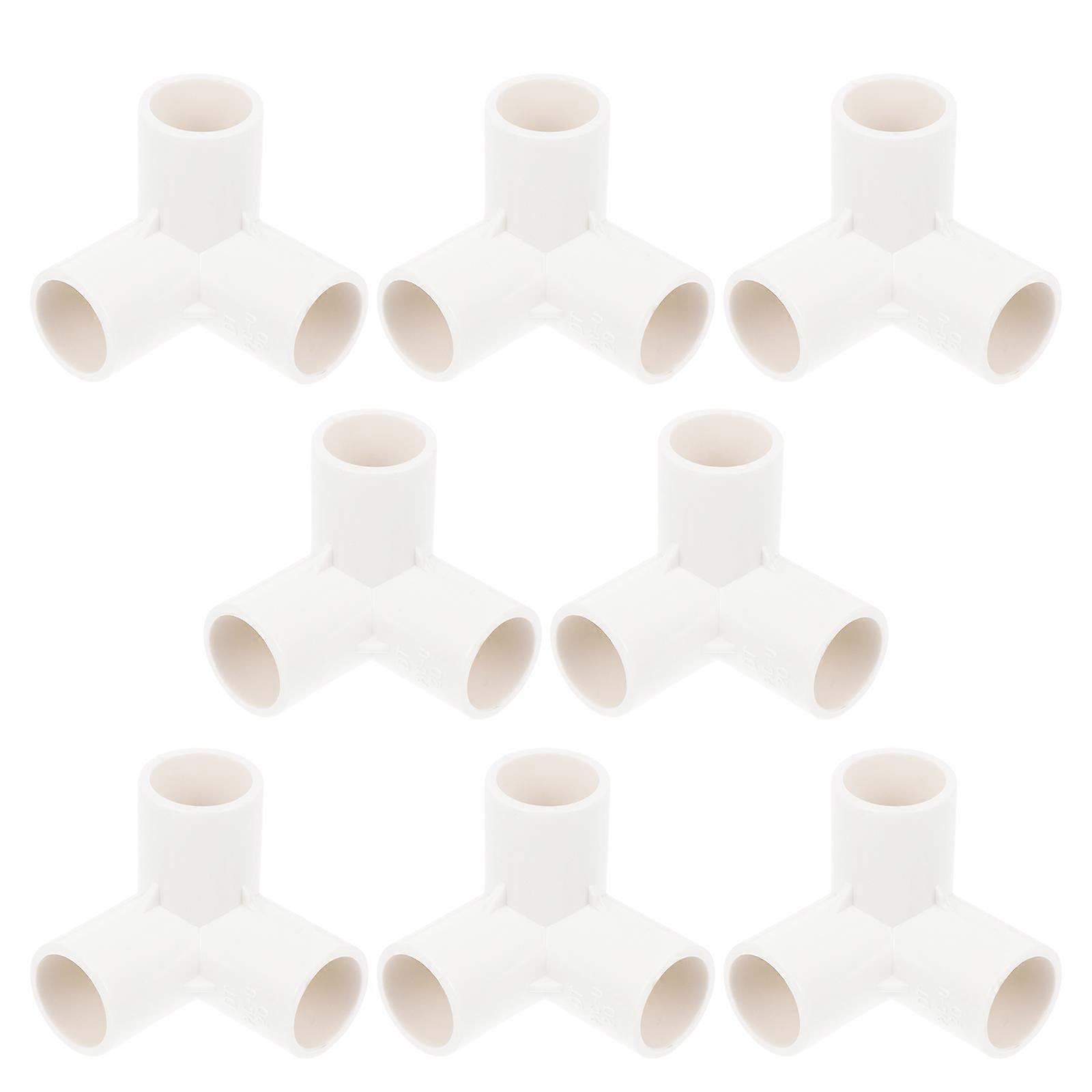 8 Pcs 1 Bag Three-way Joint Simple Pipe Accessories Connection Joints (White)