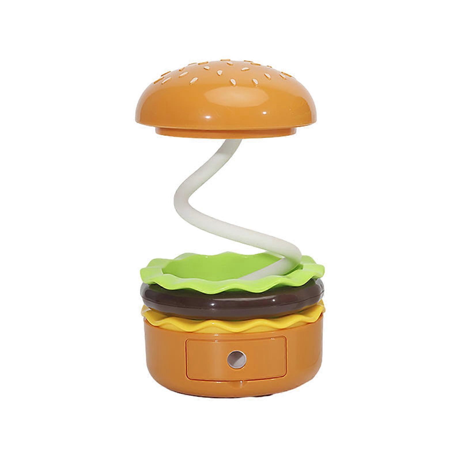 Rechargeable Hamburger Small Desk Lamps with Adjustable Neck Dimmable Touch Switch