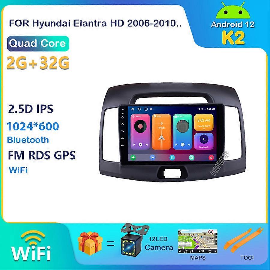 IPS Quad/Octa core Android 12 9 inch Car Radio GPS Navigation For Hyundai Elantra 2007 2008 2009 2010 2011 Multimedia Player