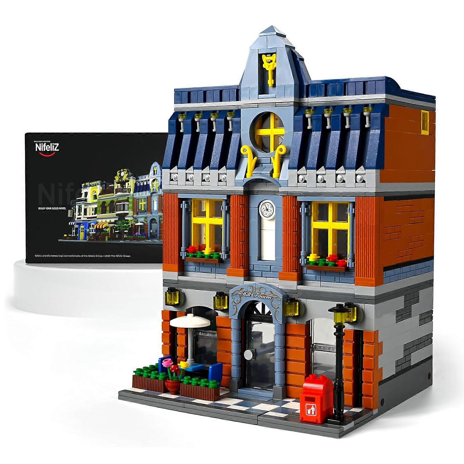 Nifeliz Hill Tavern Building Block Set, 3-Story Tavern Building Kit, Delightful Tavern-Themed Playset for Gift Giving (1367 Pieces)