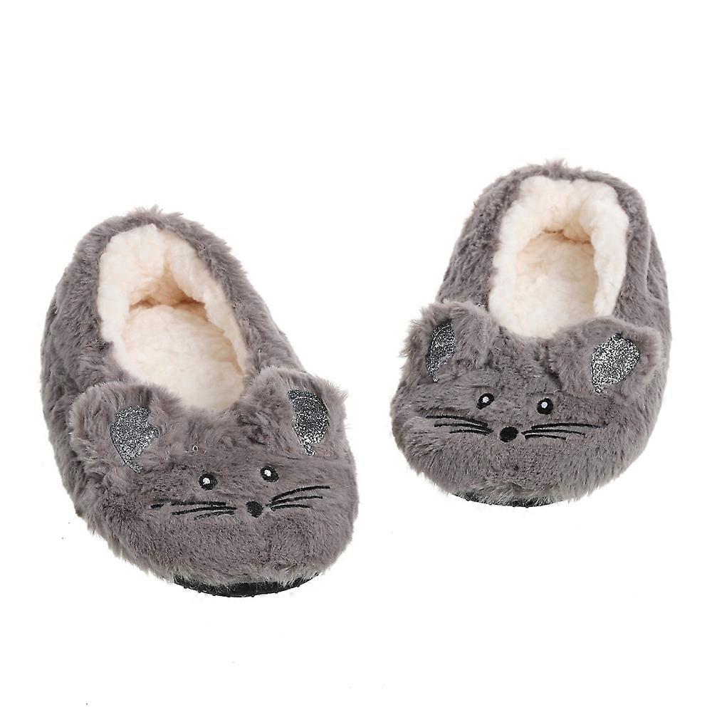 Hjem Fuzzy Slipper Kvinder Vinterpels Bomuld Varm Plys Skridsikkert Greb Inde Fluffy Lazy Female Mouse Ears Broderi Gulvsko
