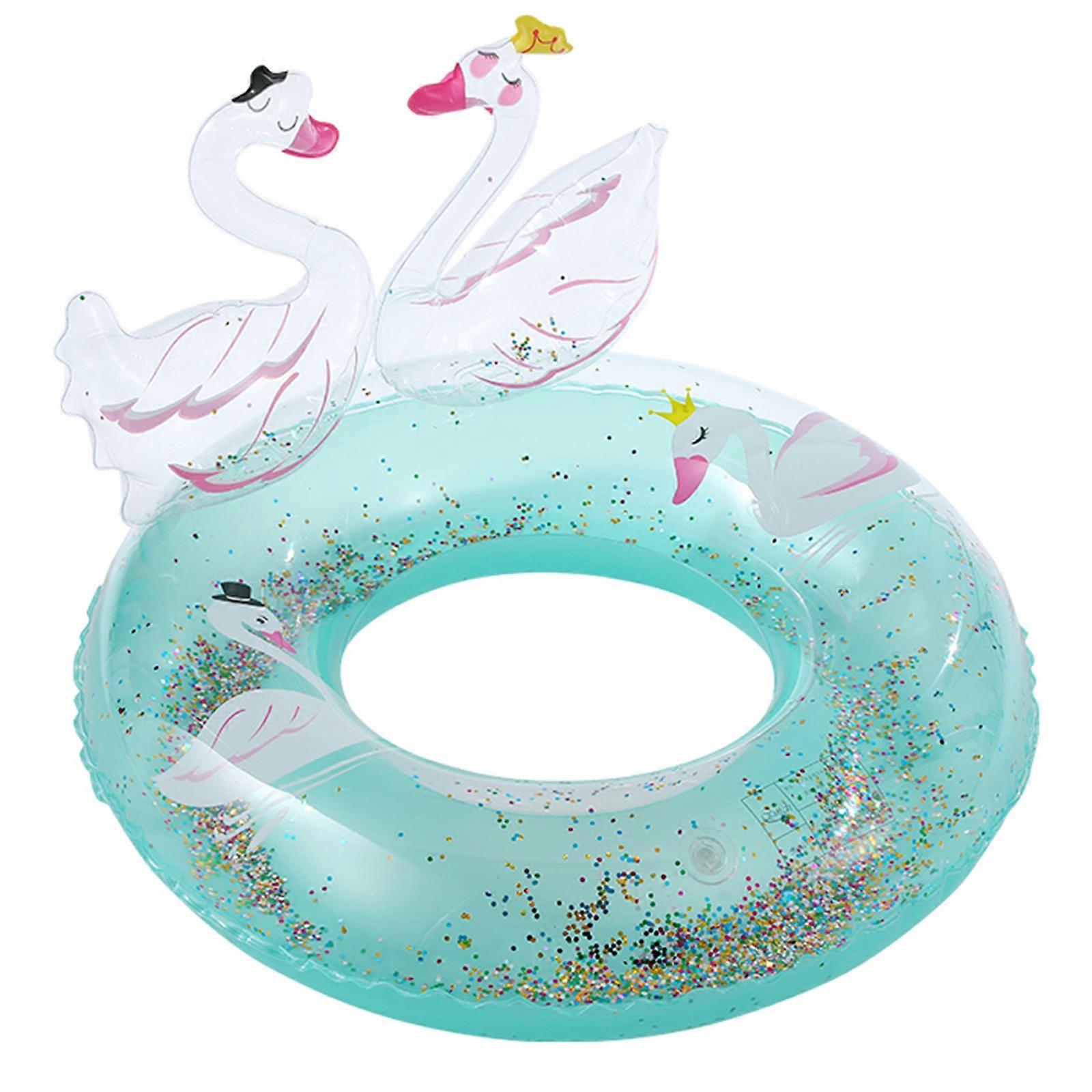 Inflatable Pool Float Tube Girls Cute Sequined 3D Swan Inflatable Swimming Pool Floating Cartoon Circle New