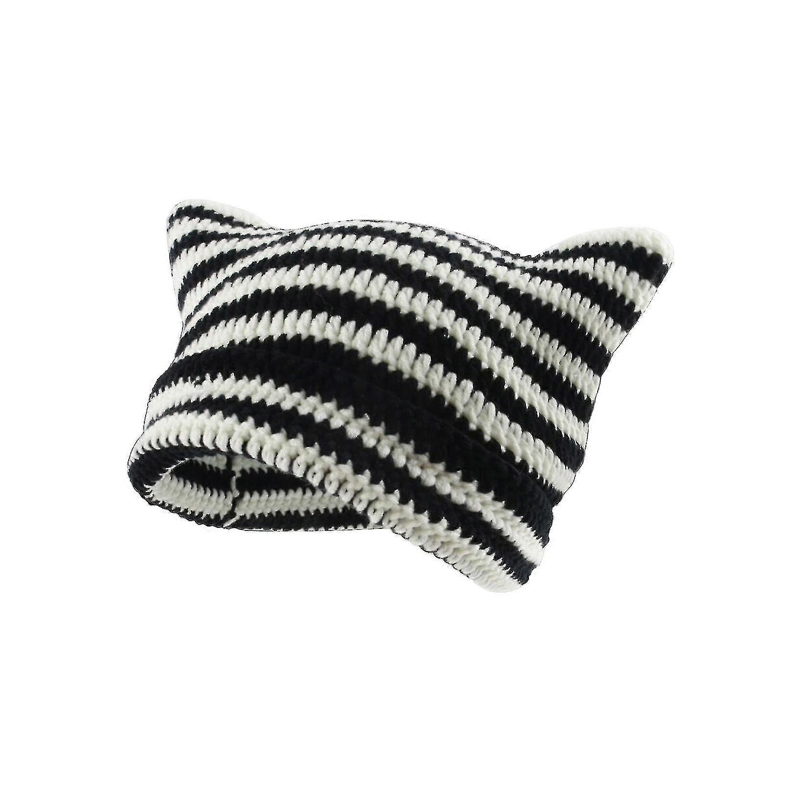 Crochet Cat Beanie For Women - Vintage Grunge Accessories Slouchy Hat