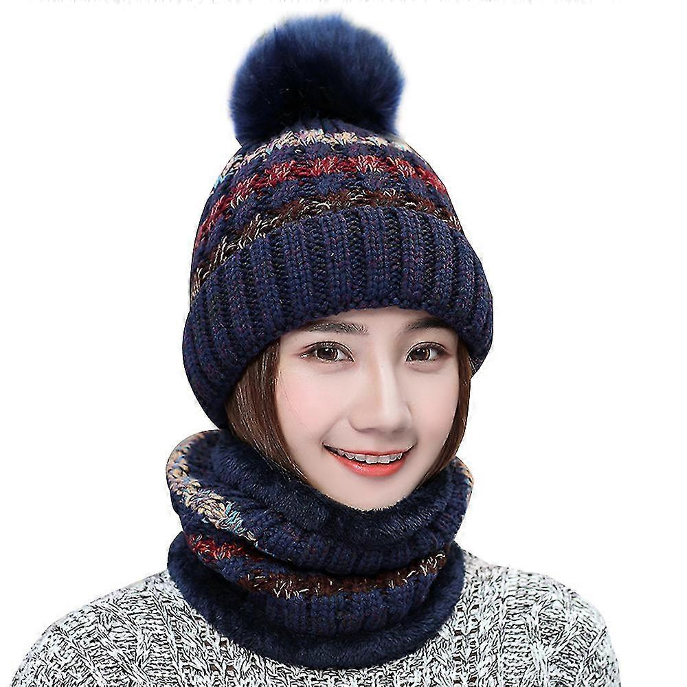 Damen Gestrickte Mützen Mützen Gefütterter Hals Wrap Sets