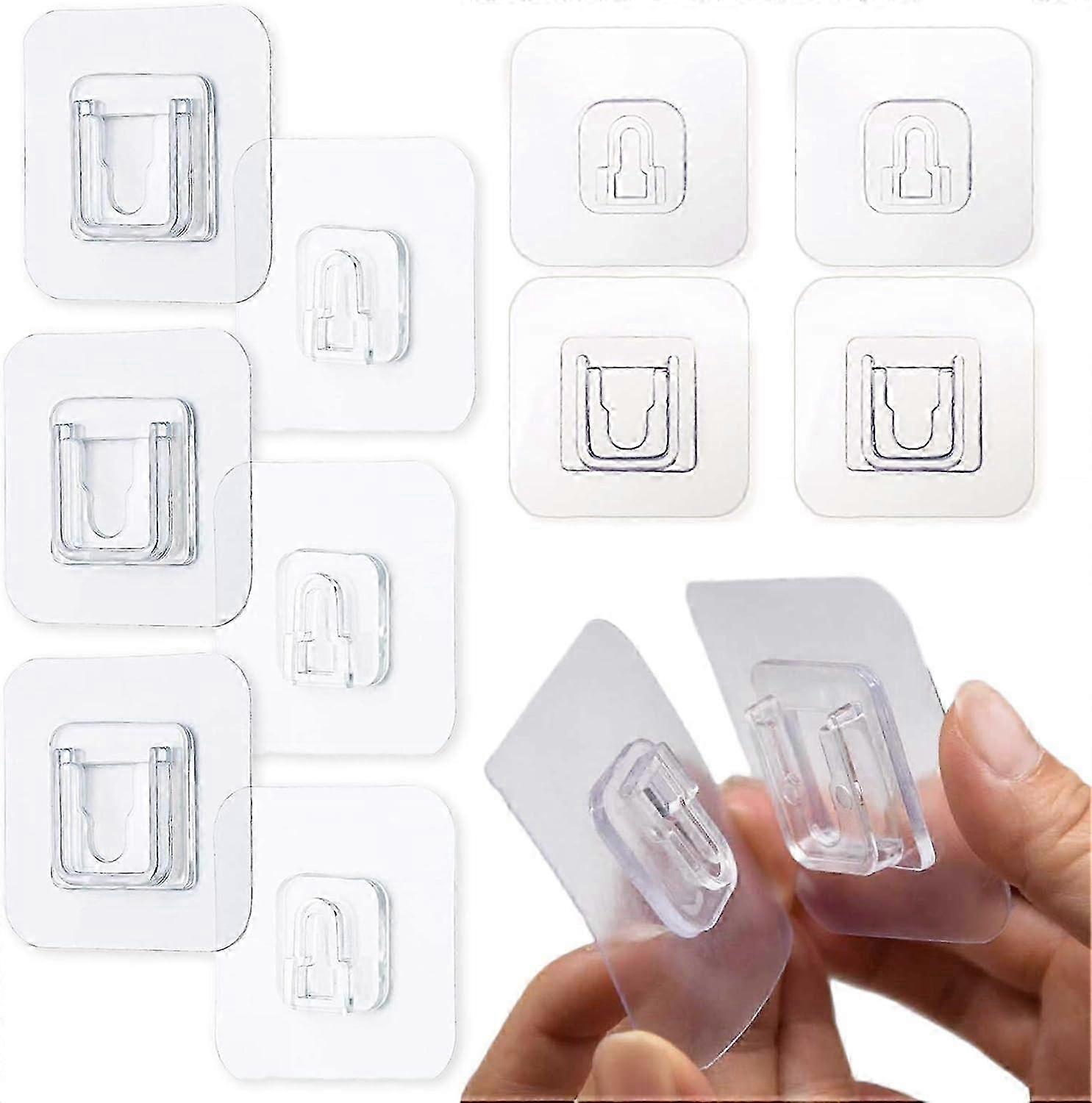 16 Pairs Double-Sided Adhesive Wall Hooks Waterproof and Oilproof Reusable Seamless Hooks Without Pu H-16dd3