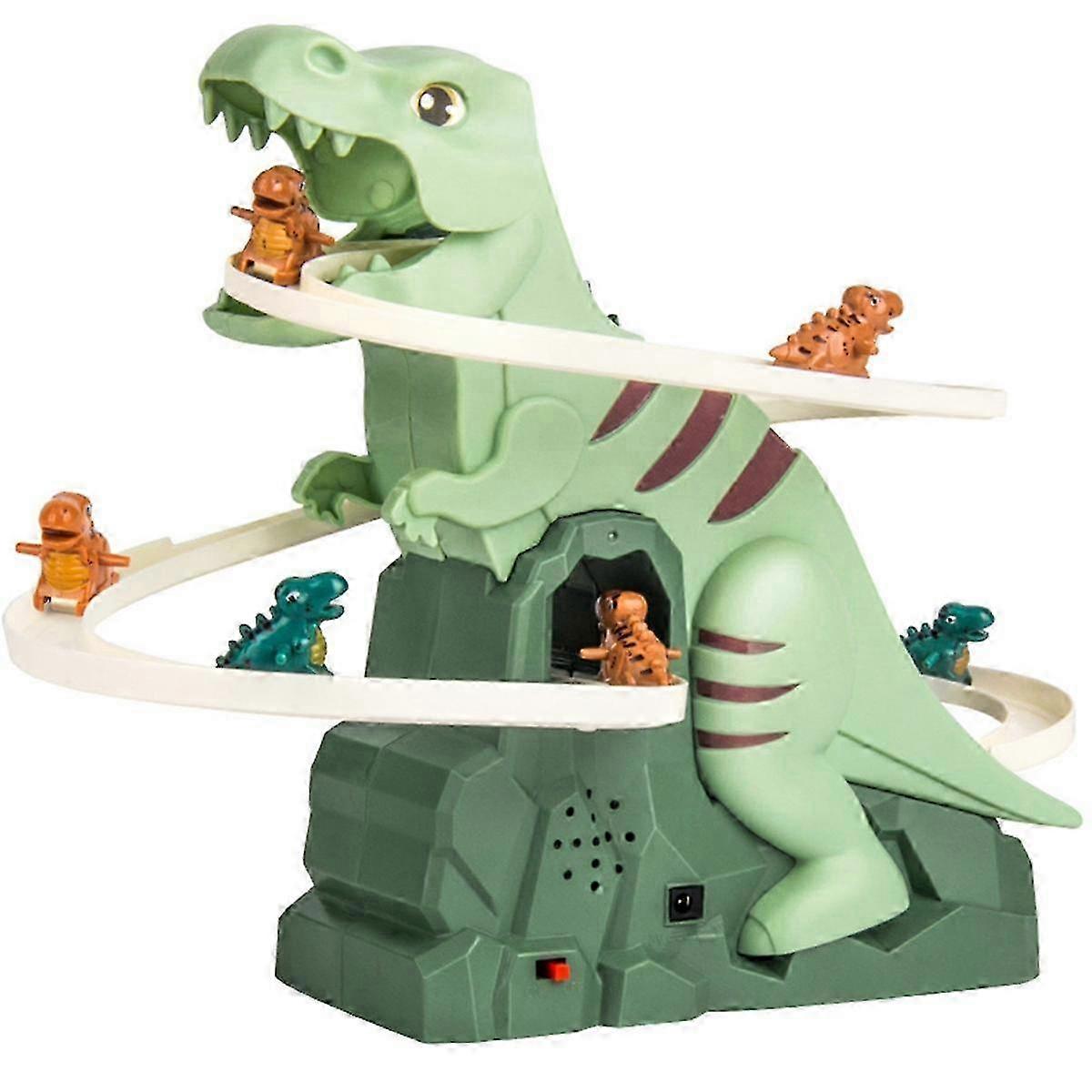 Dynamic Rotating Dinosaur Adventure Slide Climbing Stairs Children'S Educational Electric Track Toy