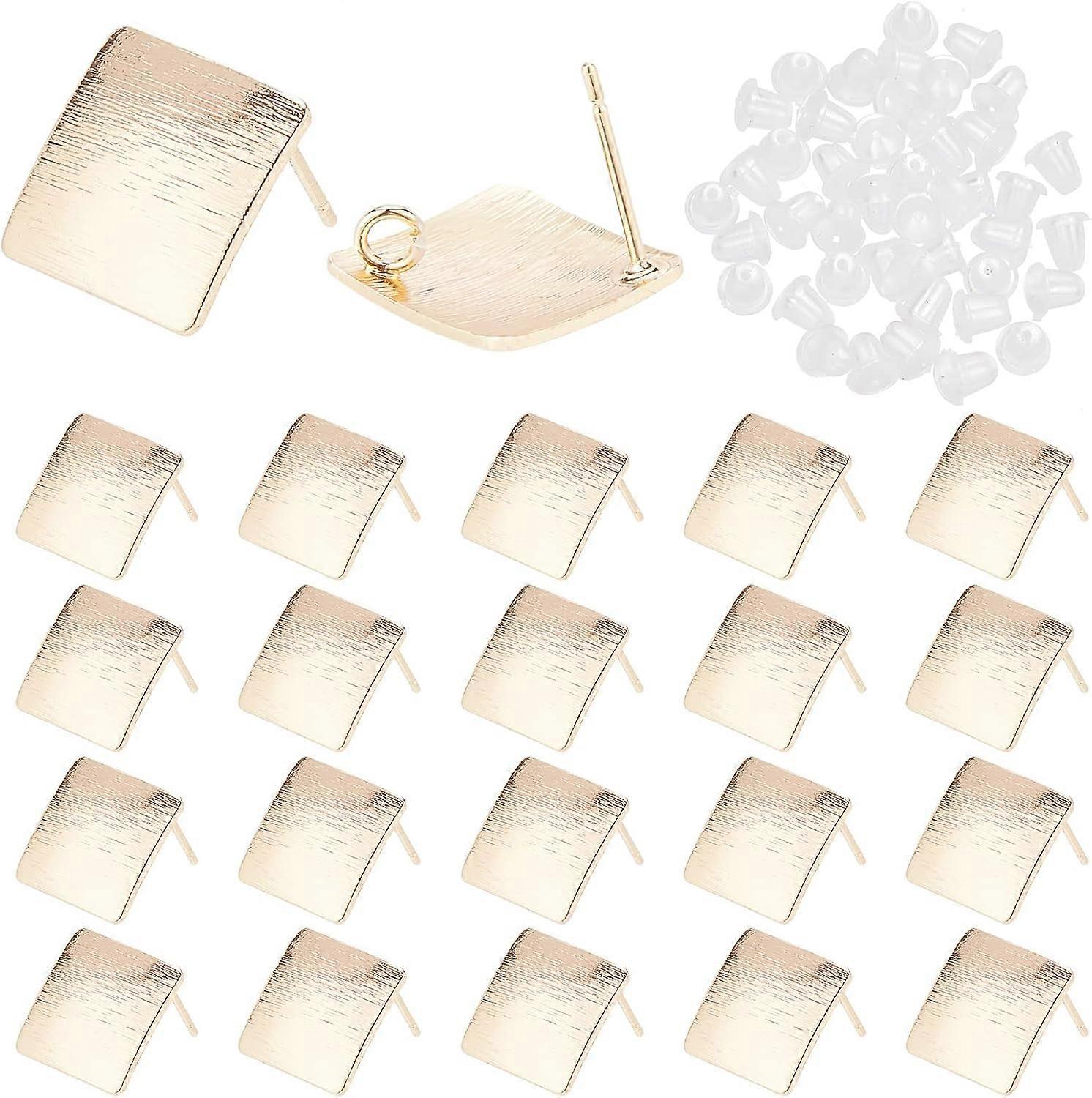 24Pcs Rhombus Ear Stud Post with 1.5mm Loop and 50Pcs Plastic Ear Nuts Brass Stud Earring Components 18K Gold Stud Earring Findings for DIY Earring Je