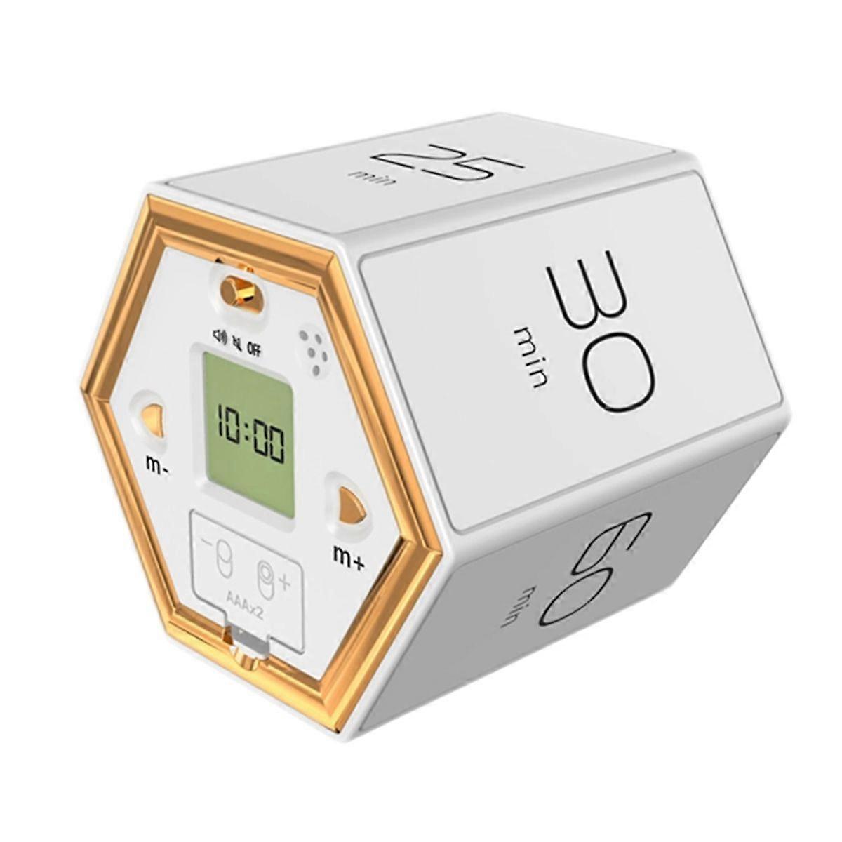 Hexagonal Flip Timer with Silence and Alarm Function - Kitchen Timer - Magnetic Cube Timer for Cooking, Learning, and Work