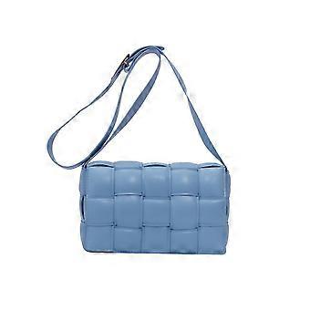 Frauen Gewebte Gepolsterte Crossbody Handtasche Mode Clutch Tasche Blau