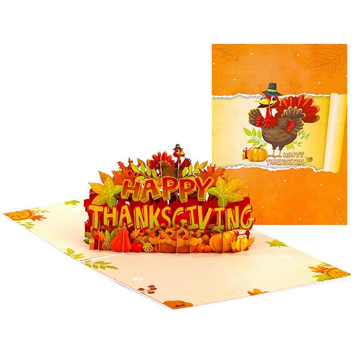 Foldable Thanksgiving 3D Greeting Card with Note Tag for Fall Decor