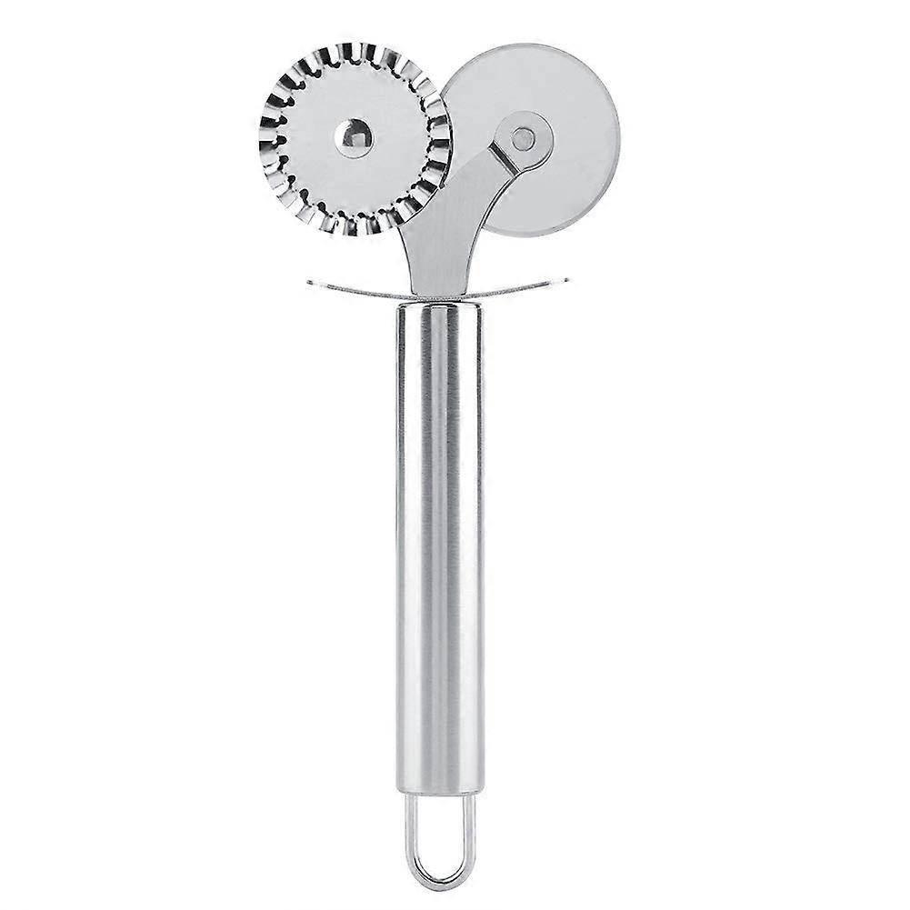 Stainless Steel Double-Wheel Pizza Cutter with Ergonomic Handle and Sharp Blades for Effortless Slicing