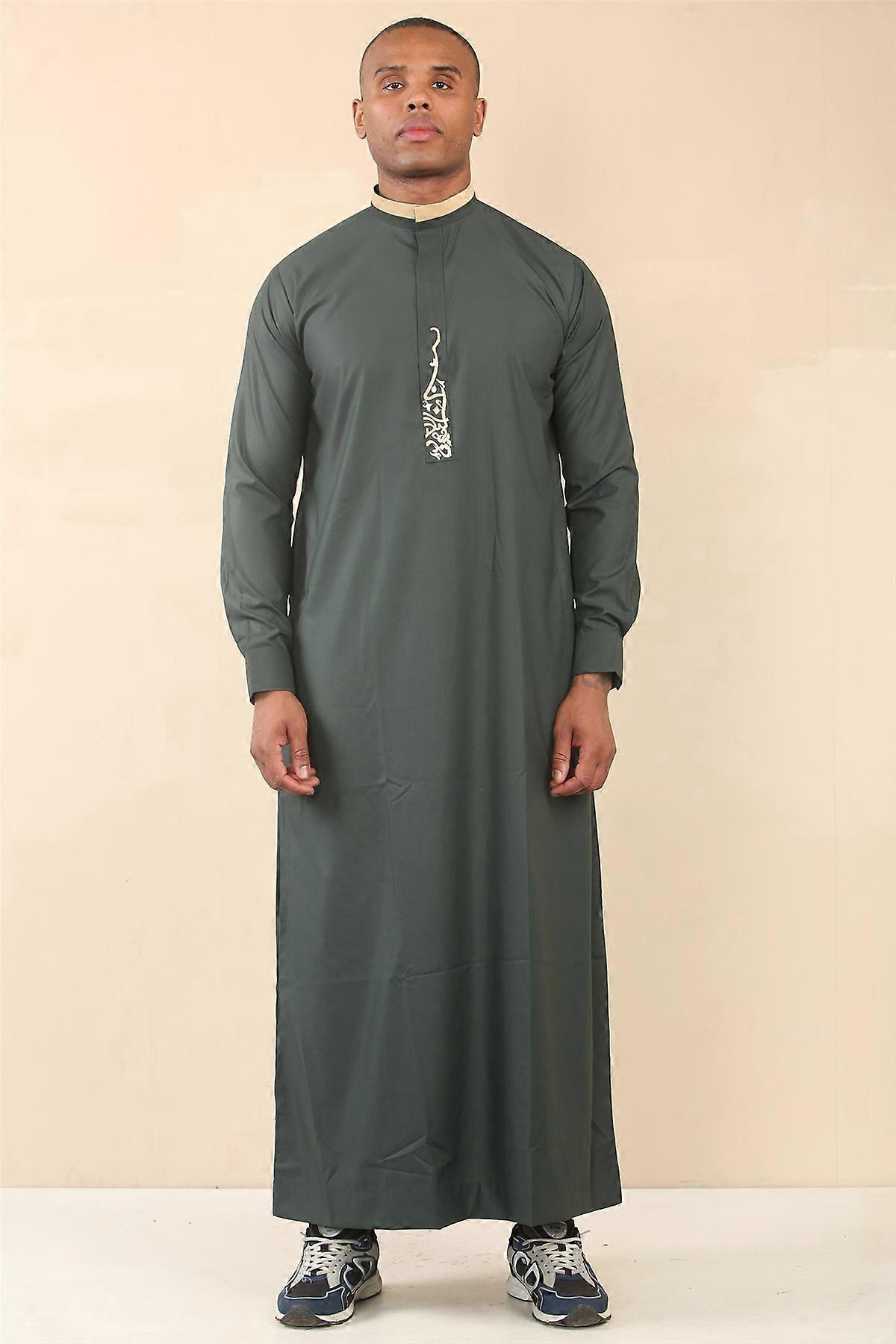 Men's Green Thobe Arab Saudi Emirati Islamic Clothing Jubba Robe