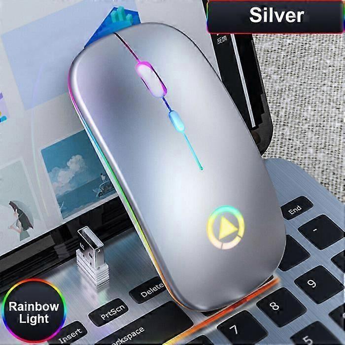 Wireless Mouse Led Optical Ultra Thin Gamer Mouse Rechargeabe With Usb 4B GRAY