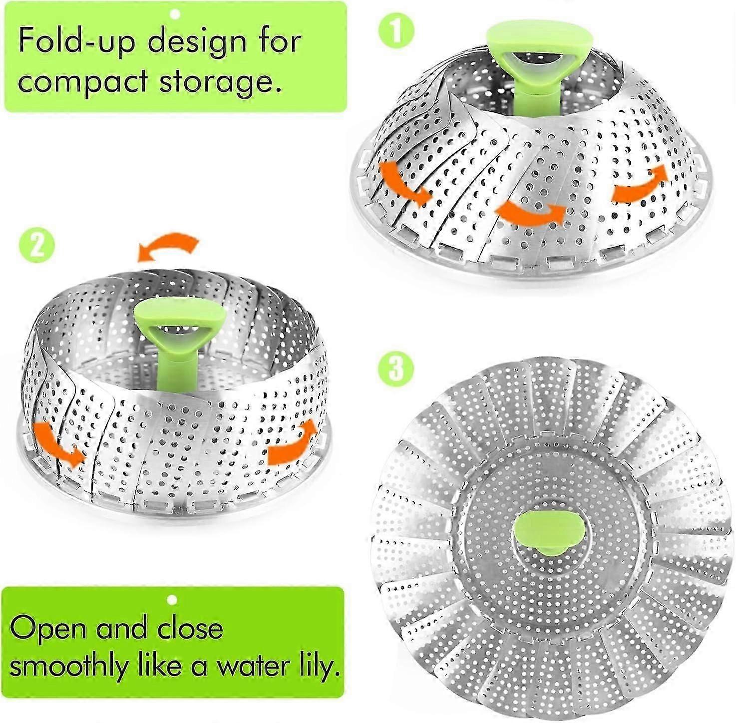 Kitchen Accessory Stainless Steel Steamer Insert Kitchen Steamer Insert for 18-28cm Pans Infinitely