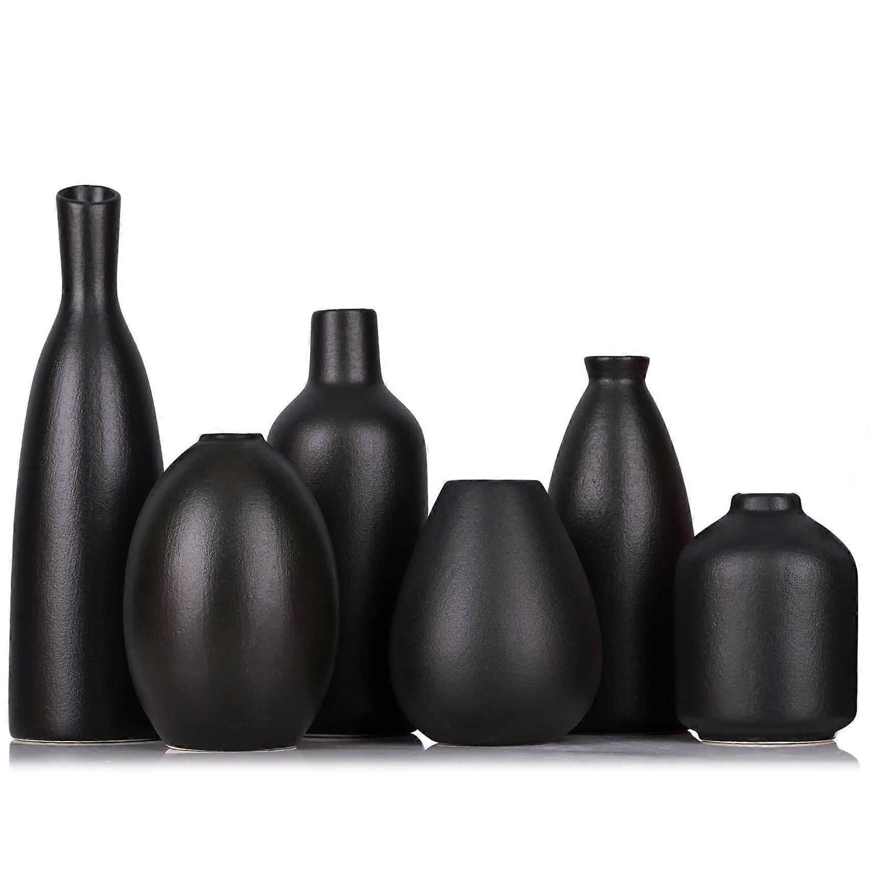 Ceramic Vases 6-Piece Set, Rustic Style Decor, Assorted Sizes