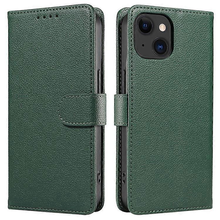 Compatible For iPhone 15 Leather Case Litchi Texture RFID Wallet Stand Phone Cover