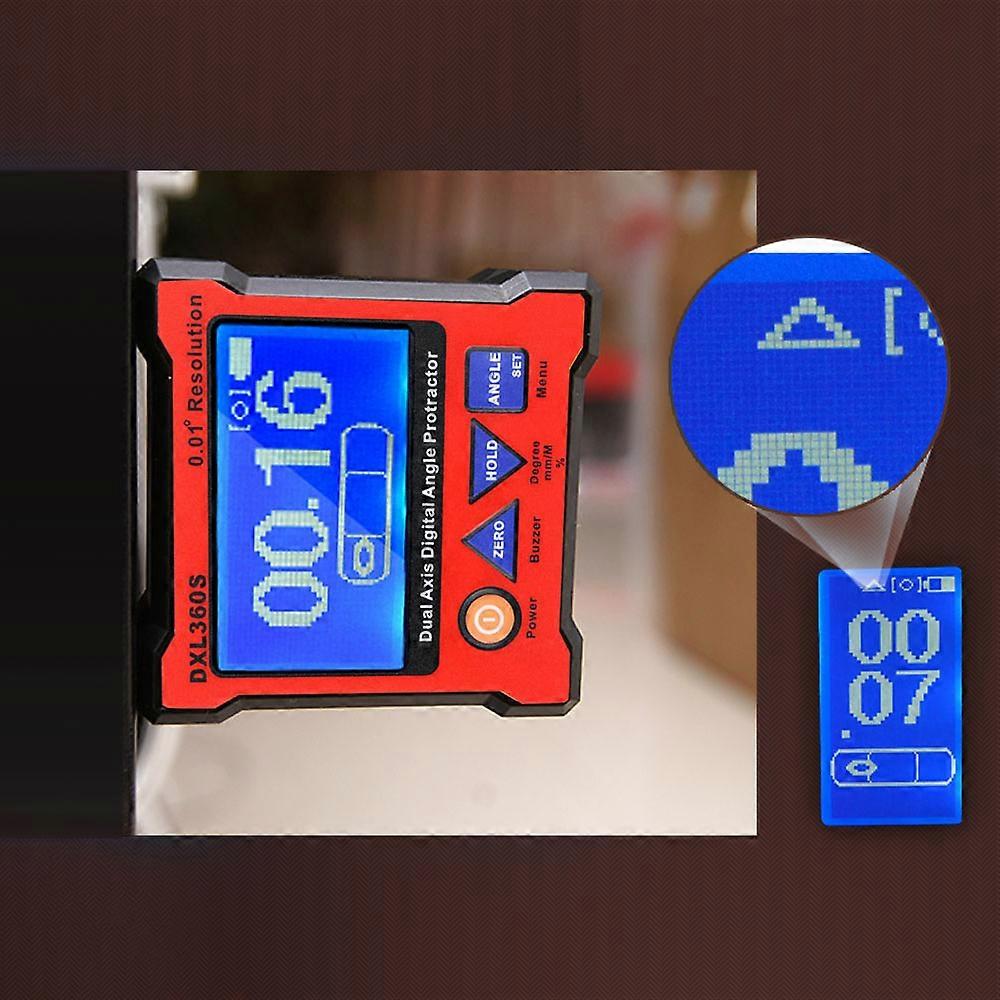 Digital Angle Finder Protractor 0.01° Dual Axis Red 7x7x2.8cm