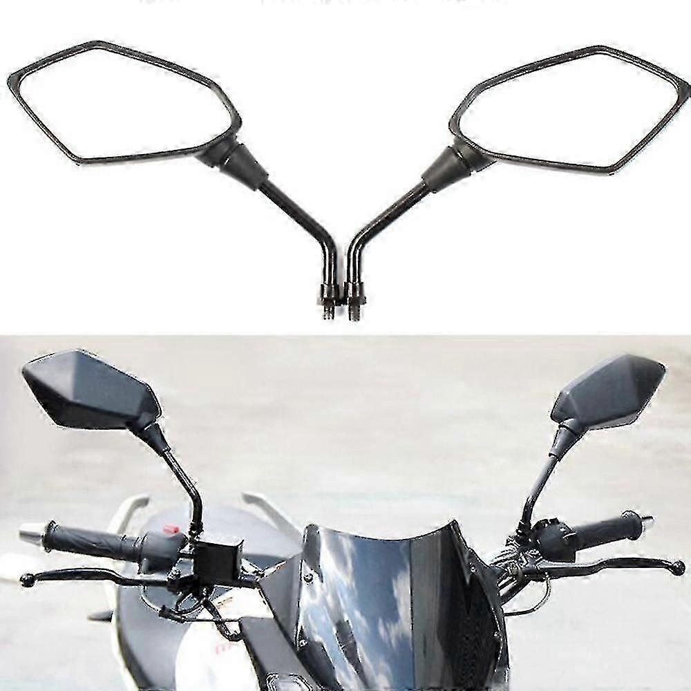 Baicccf Universal 2pcs Motorcycle Big Size Rear View Mirror Black Motorcycle Motorbike Chrome Scoote