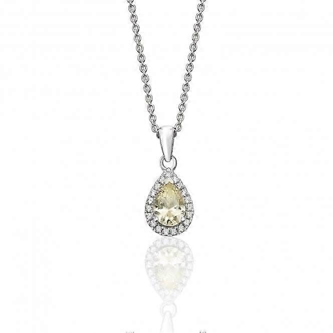 Silver & Co Halo Pear Cubic Zirconia Pendant with Claw Setting - SPG0015YZ