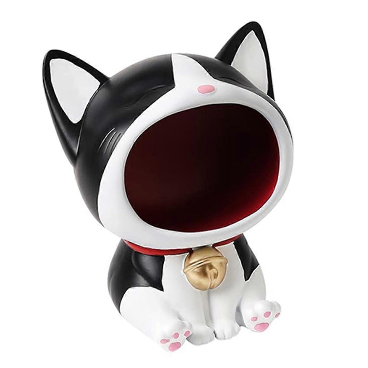 Cute Cat Statue for Candy Dish, Indoor Decor Black