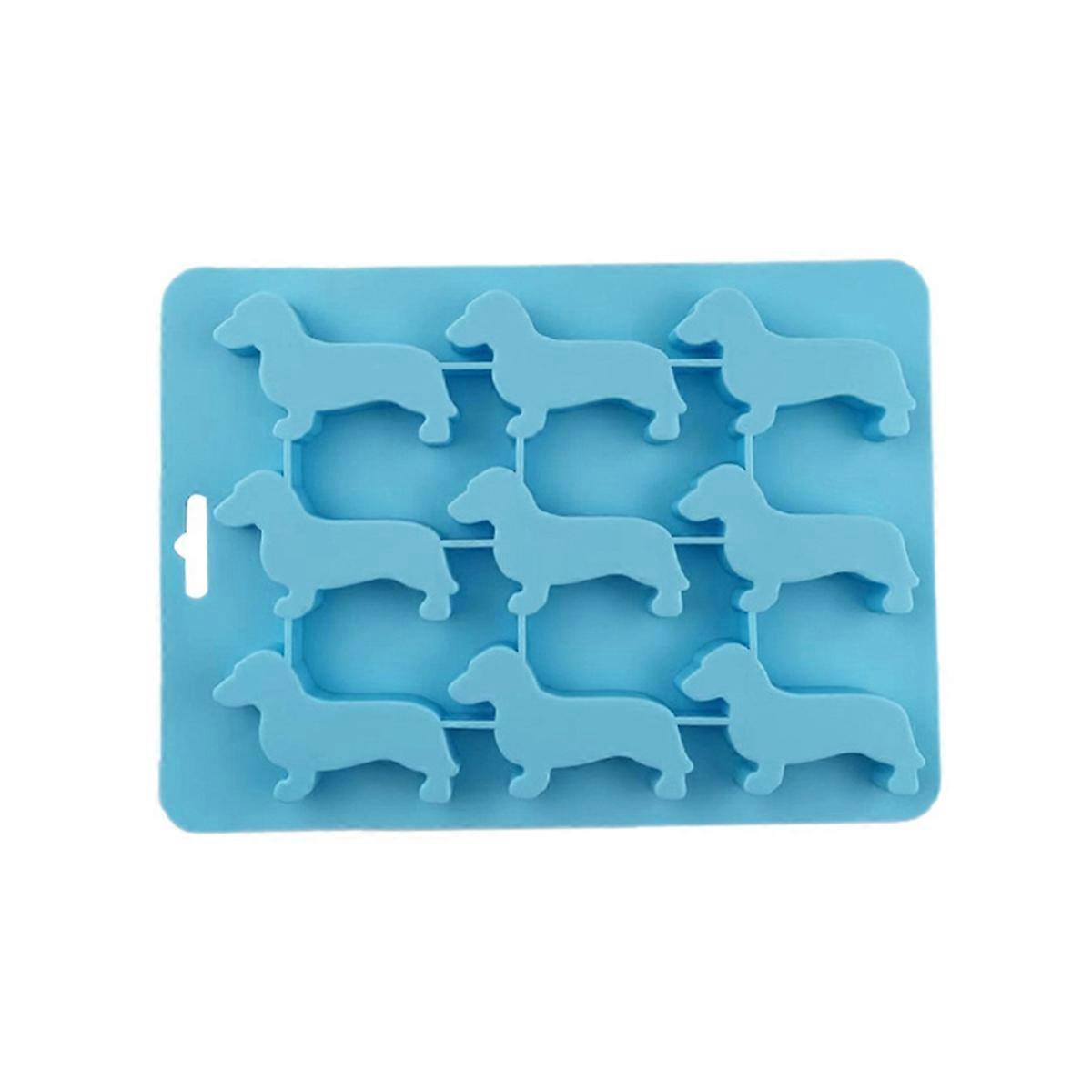 Silicone Dachshund Puppy Shaped Ice-Cube Chocolate Cookie Mold,Blue