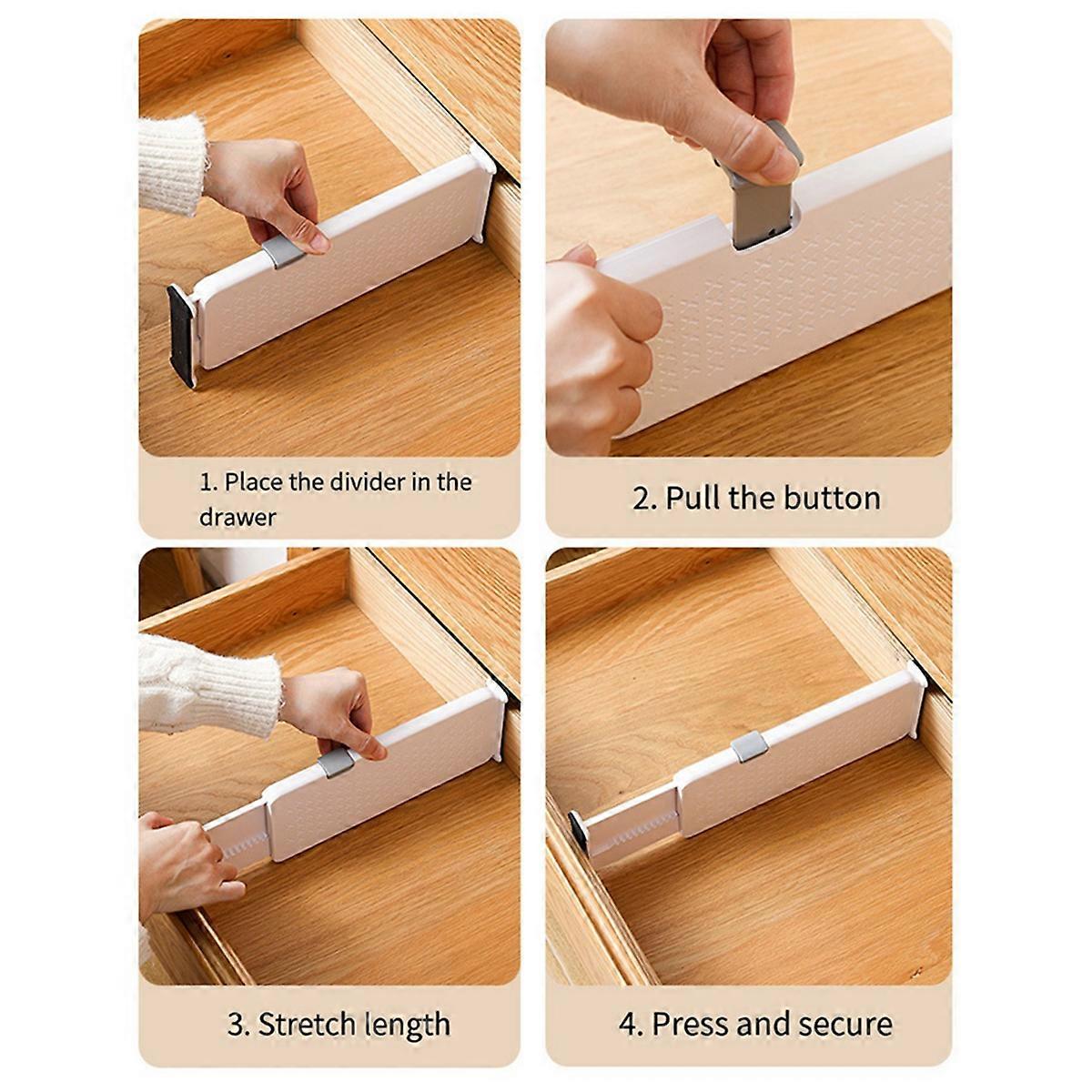 4PC Drawer Dividers Organizer Retractable Drawer Partition Holder