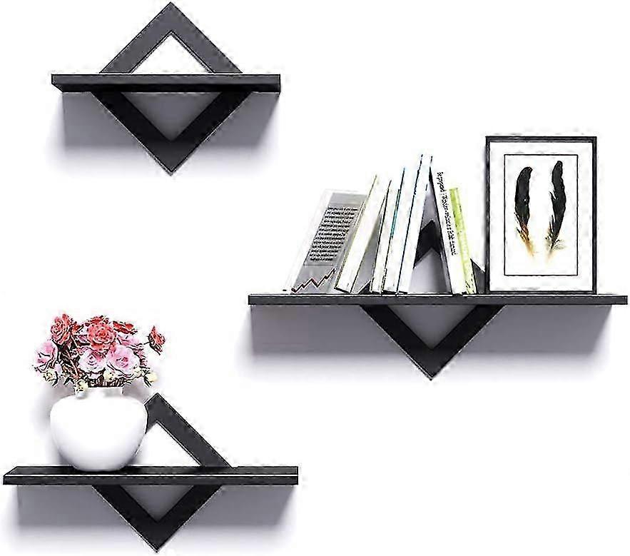 Wall shelf in a set of 3, floating wooden shelf, stable hanging shelf