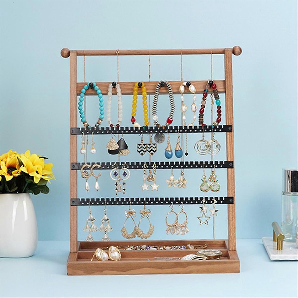 Wooden Rack 5-Story Tower Display Jewelry Rack Removable Rectangular