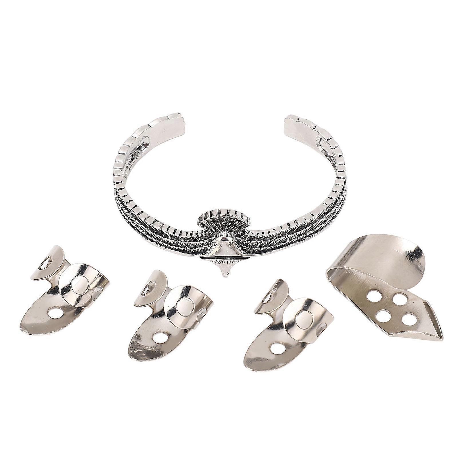 6Pcs Guitar String Ferrules Metal Thru Body Replacement Parts Accessories with Installation Tool