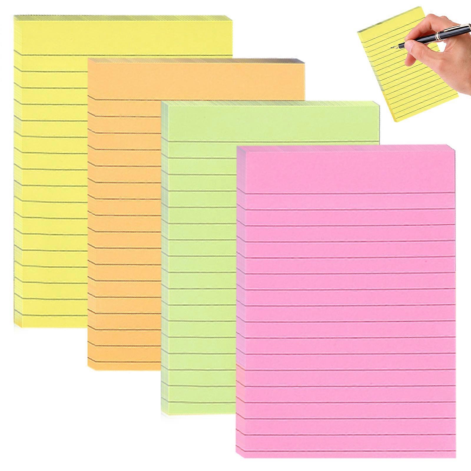 Lined Sticky Notes, Bright Sticky Note Pads, Ideal for Notes or Reminders on Various Surfaces, Keep Your Space Clean and Tidy, 6 Bright Colors, 45