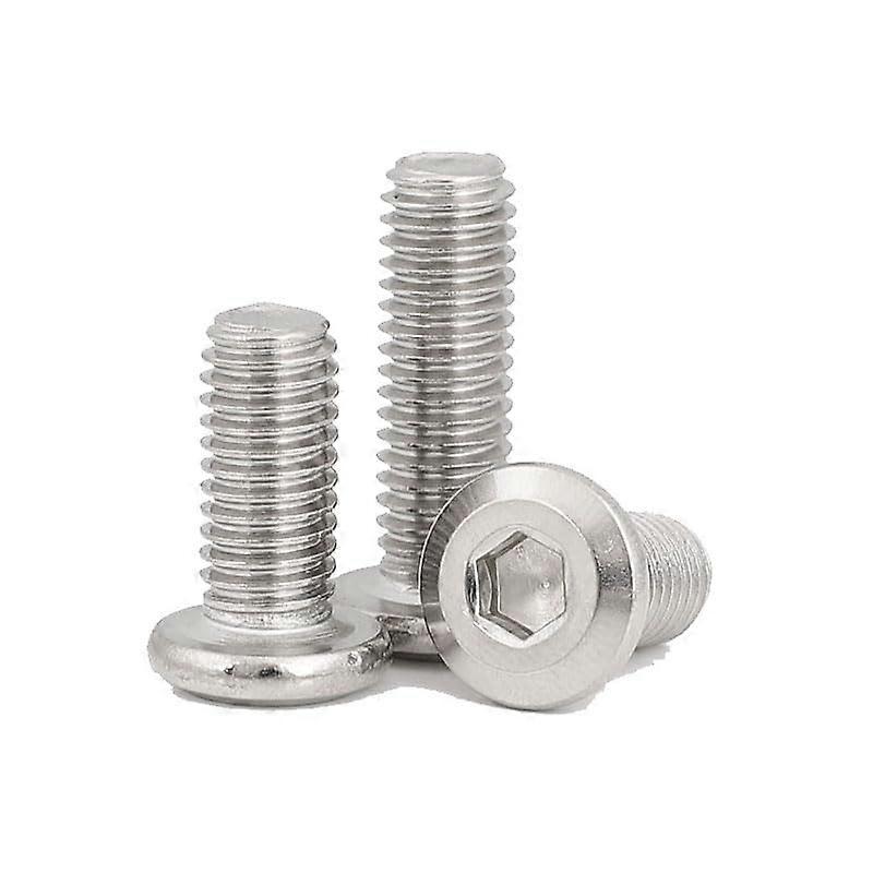 M10 Allen Screws Inner Hexagon Chamfer Flat Round Head 304 Stainless Steel Machine Bolt 80mm Length (2pcs)
