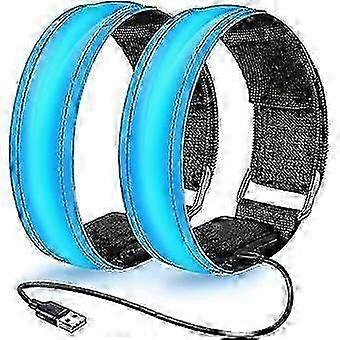 2pcs Rechargeable Led Armbands For Running Reflective Gear Safety Lights Sports Wristbands For Cycling Jogging Walking Fg