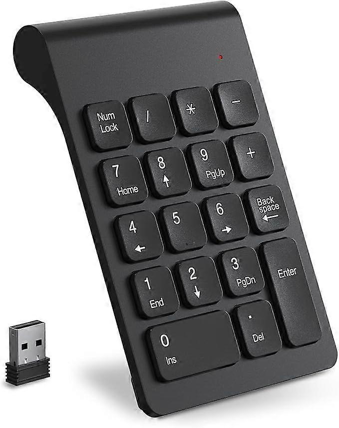 Wireless Numeric Keyboard, 2.4G Mini Portable Ergonomic Keyboard with USB Receiver for Office Digital Computing for Laptop, PC