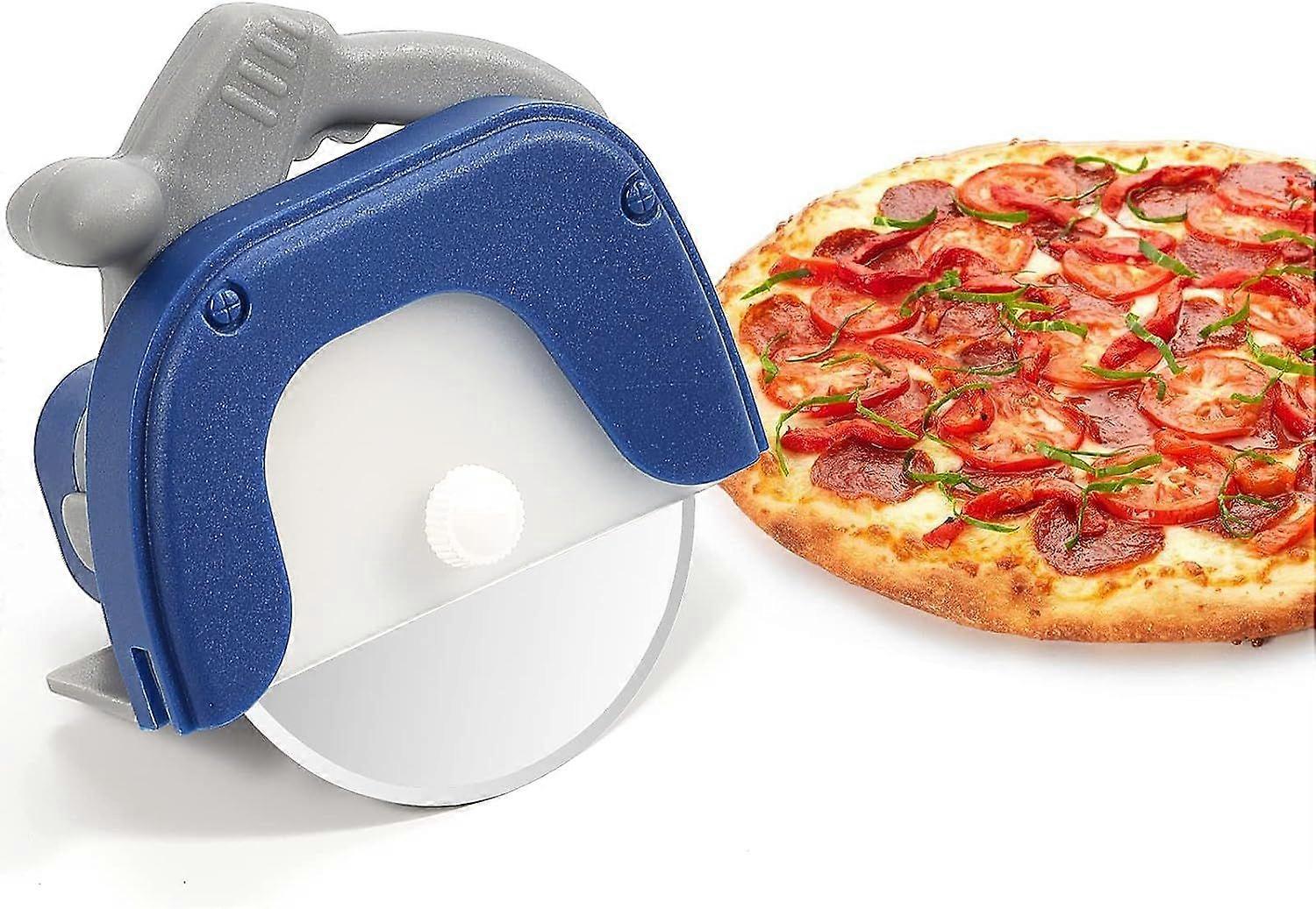 Pizza Cutter - Oval Handle Shape Pizza Roller for Parties (Blue)