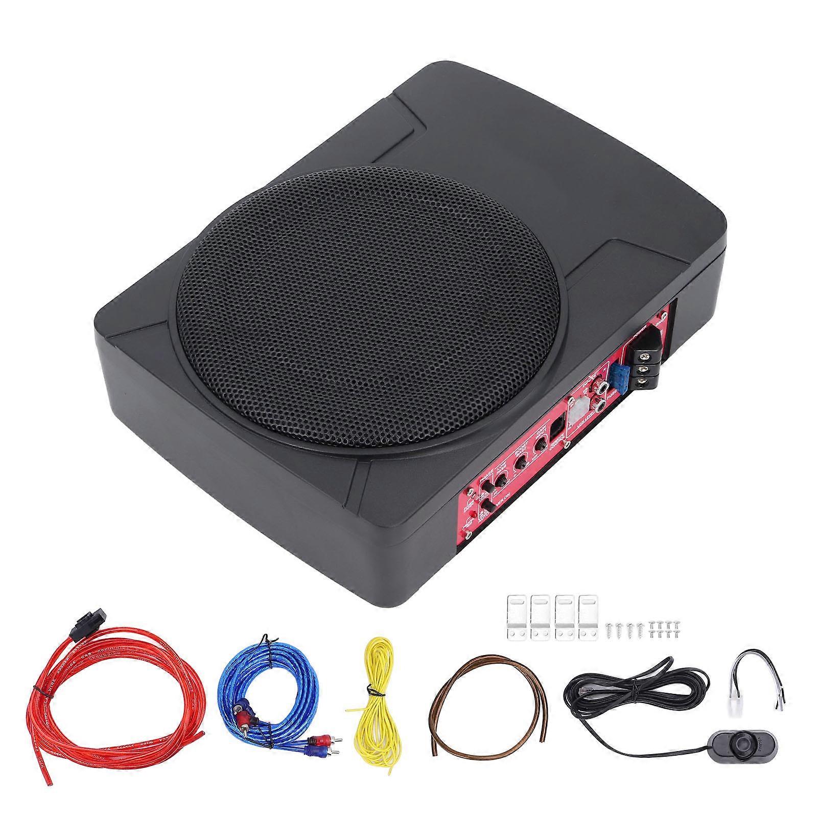 8 Inch 800W Slim Underseat with Amplifier Remote Control Under Seat Powered Car Active Subwoofer for 12V Vehicles