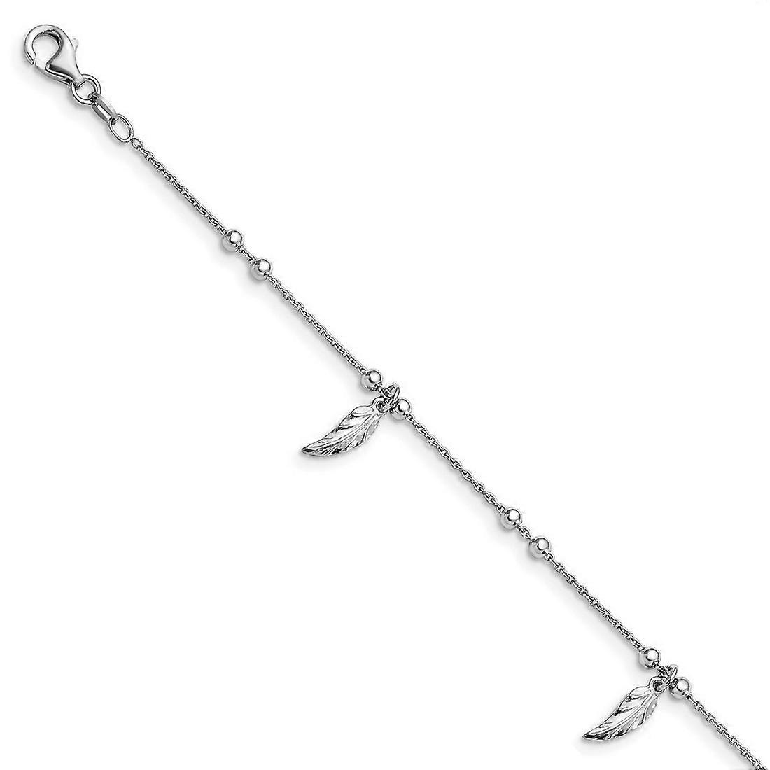 925 Sterling Silver Fancy Lobster Closure Polished Feather Anklet With 1inch Ext 9 Inch 1mm Wide-Anklet for Women