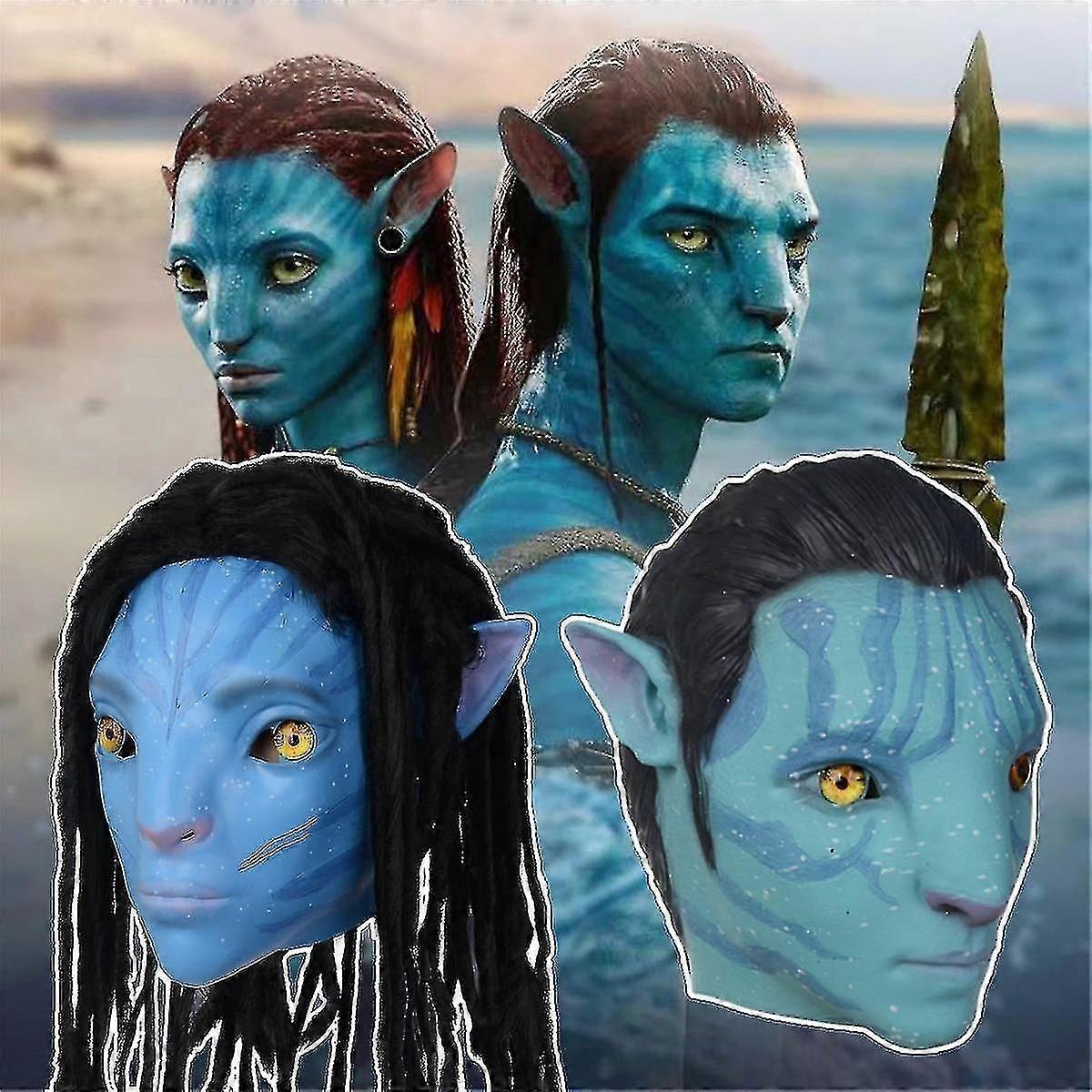 Fast Delivery Movie Avatar 2 Cosplay Mask Latex The Way Of Water Alien Costume Party Halloween Masks Adult-r