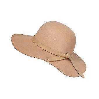 Vintage Floppy-hat Kids Girl's Wide Brim Felt Bowler-hat For 3-8 Years Old-camel