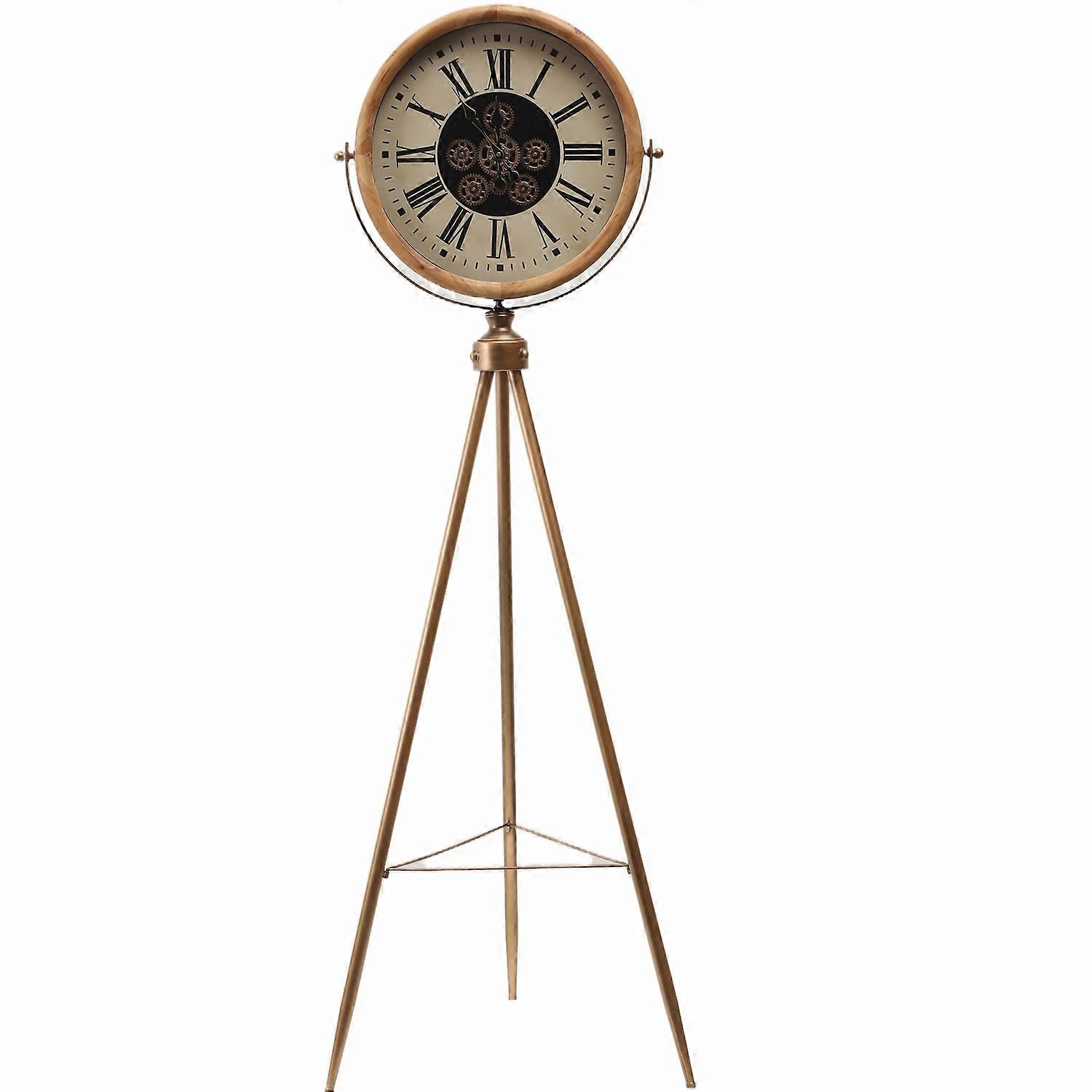 D'Artagnan Round Tripod Moving Cogs Clock