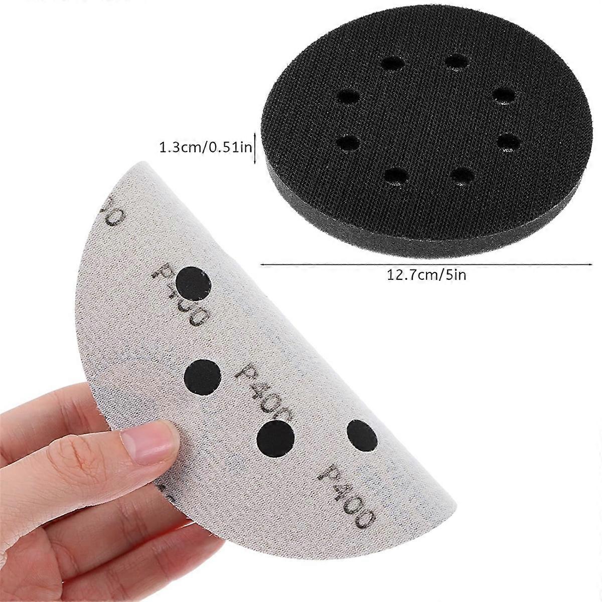 140Pcs 5 Inch Wet Dry Sanding Discs, Hook and Loop Sandpaper 8 Holes Orbital Sandpaper for Orbital S