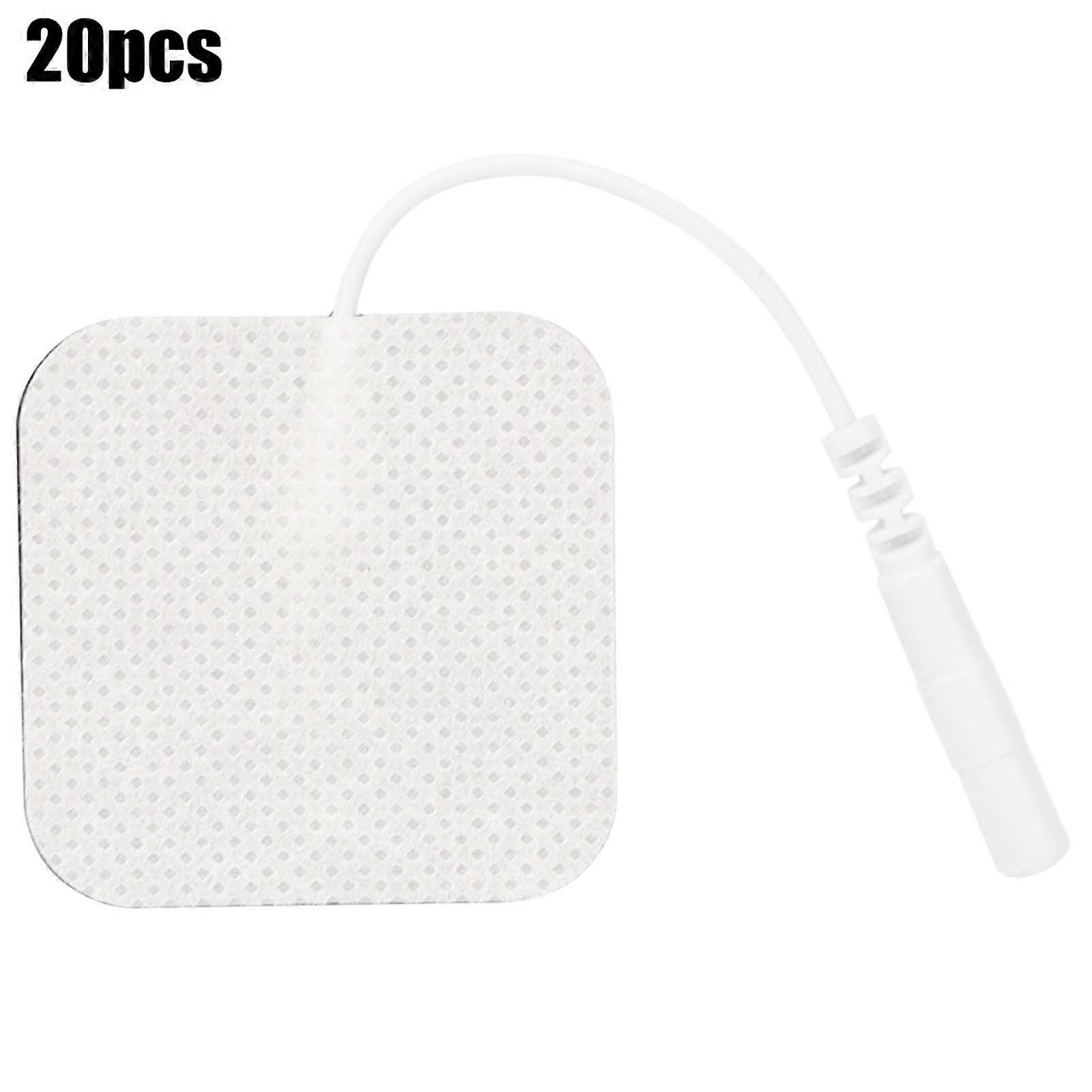 Lot de 20 électrodes de 4 x 4 cm, 2 trous, pour thérapie physique, patchs non tissés en silicone, accessoires de contact