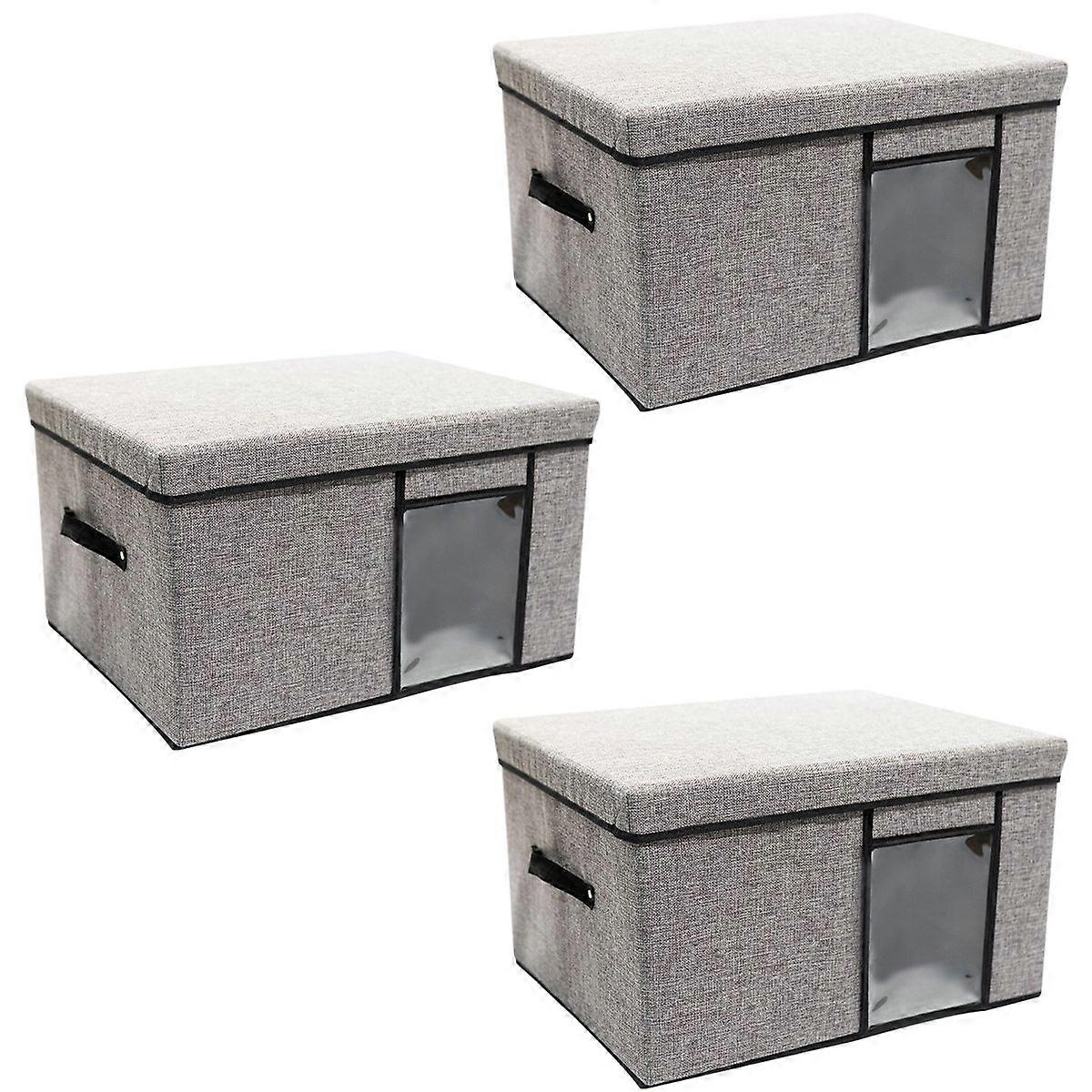 Storage Bins 3 Pack Foldable Storage Boxes with Lids Storage Baskets