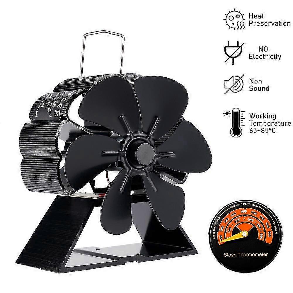 Mini 6 Blade Fireplace Fan Heat Powered Stove Fan Log Wood Burner Eco-fan Quiet Home Firewood Heater Efficient Heat Distribution