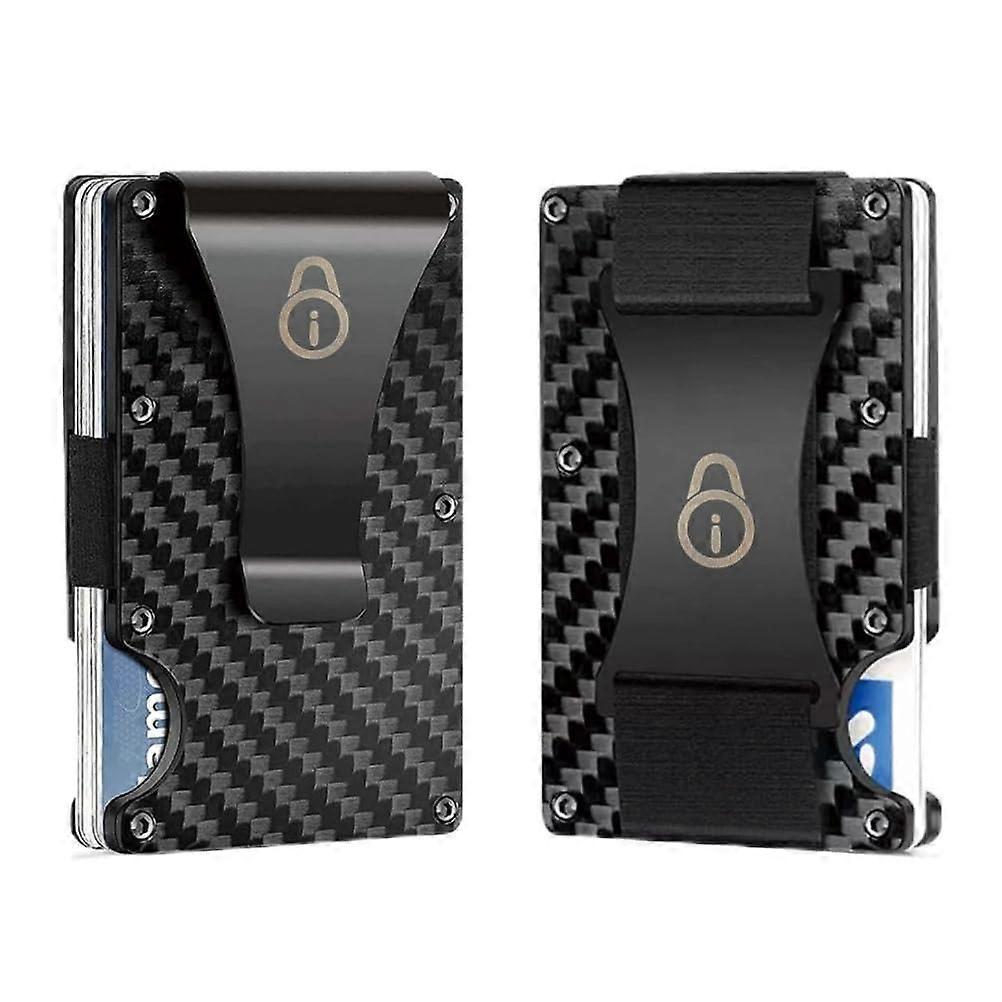 Wallet for Men Minimalistic Slim Front Pocket Design with Removable Cash Strap Money Clip Blocks RFID Scanners (Carbon Fiber) Ref: 1889