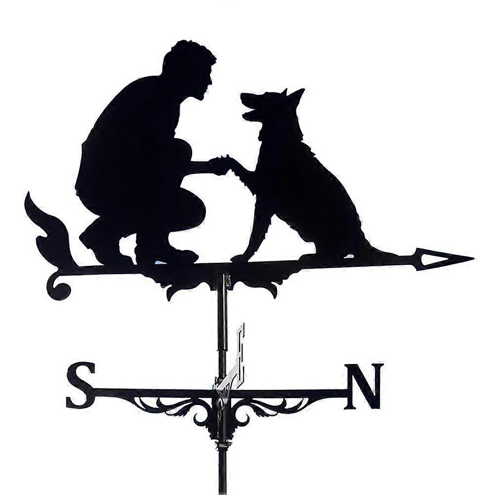 Weather Vane Stainless Steel Retro Garden Weather Vane with Creative Stake and Wind Chime for Roof Decor