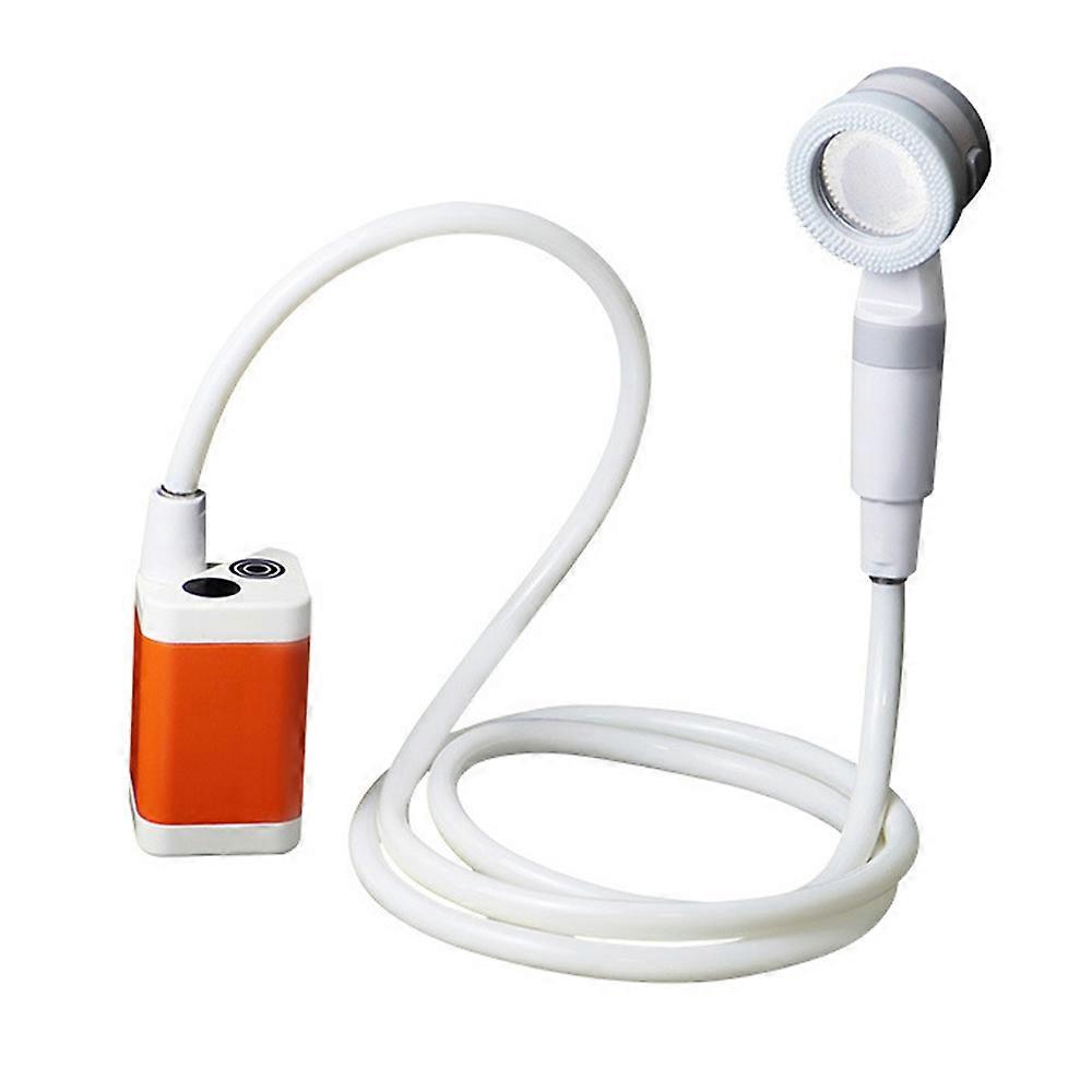 Portable Electric Shower Kit Self-Priming Showerhead with Adjustable Water Flow Built-in Lithium Battery Lightweight for Home Outdoor Travel Orang