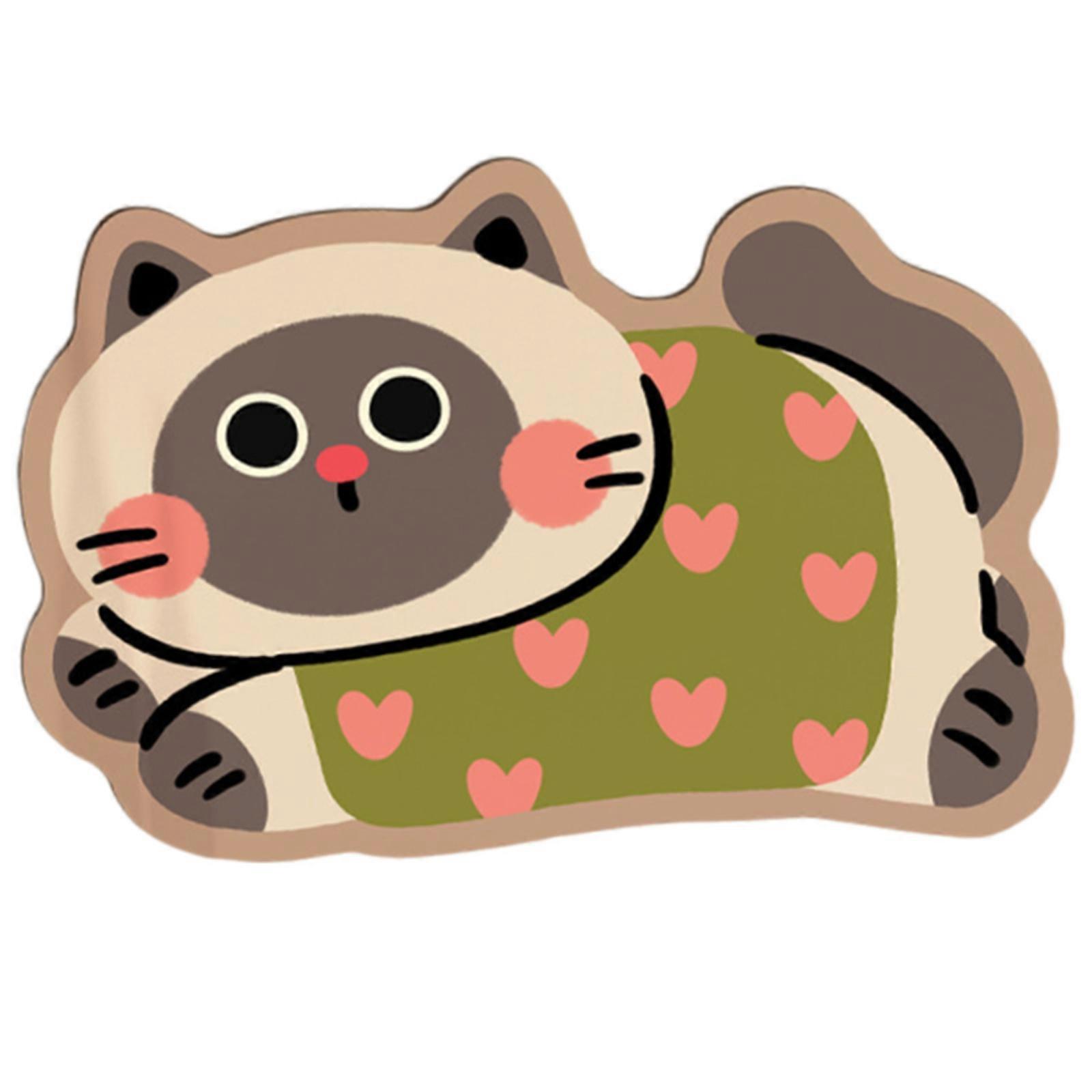 Bathmat Doormat Kitten Design Bath Mat Slip Proof Prevents Dirt Buildup Fast Drying Anti Slip Rug Red face muded 60CM