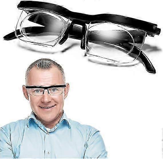1 kpl Flex Focal säädettävät lasit Clear View FlexVision säädettävät silmälasit, säädettävät lukulasit lähellä kaukonäköä miehet naiset, musta -f608