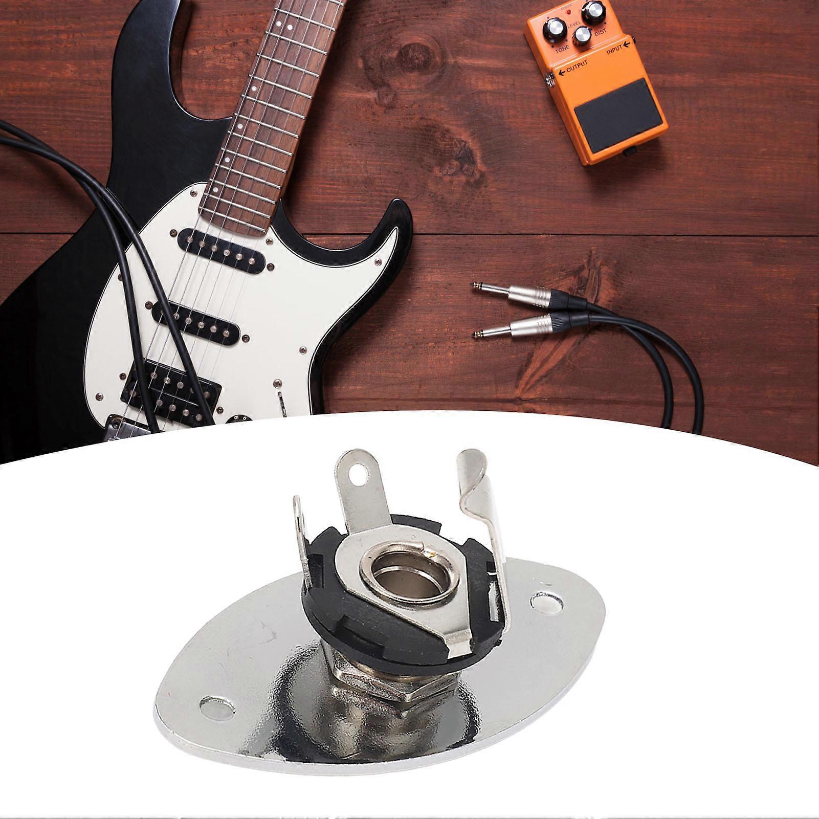 ג'ק גיטרה בצורת אליפסה מתכת אוניברסלי 1/4 אינץ' שקע שקע צלחת לגיטרות בסגנון טלה 